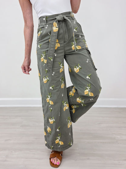 Driftwood Wide Leg Cargo Olivia Limoncello Pants