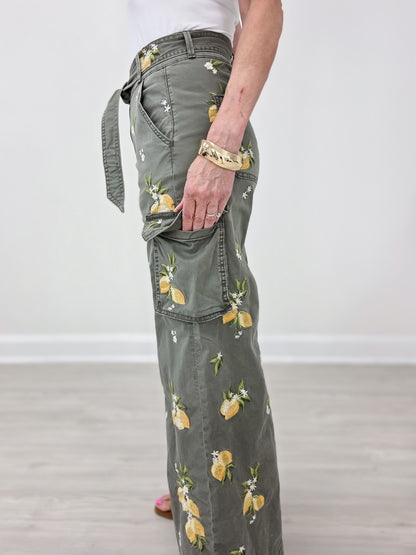 Driftwood Wide Leg Cargo Olivia Limoncello Pants