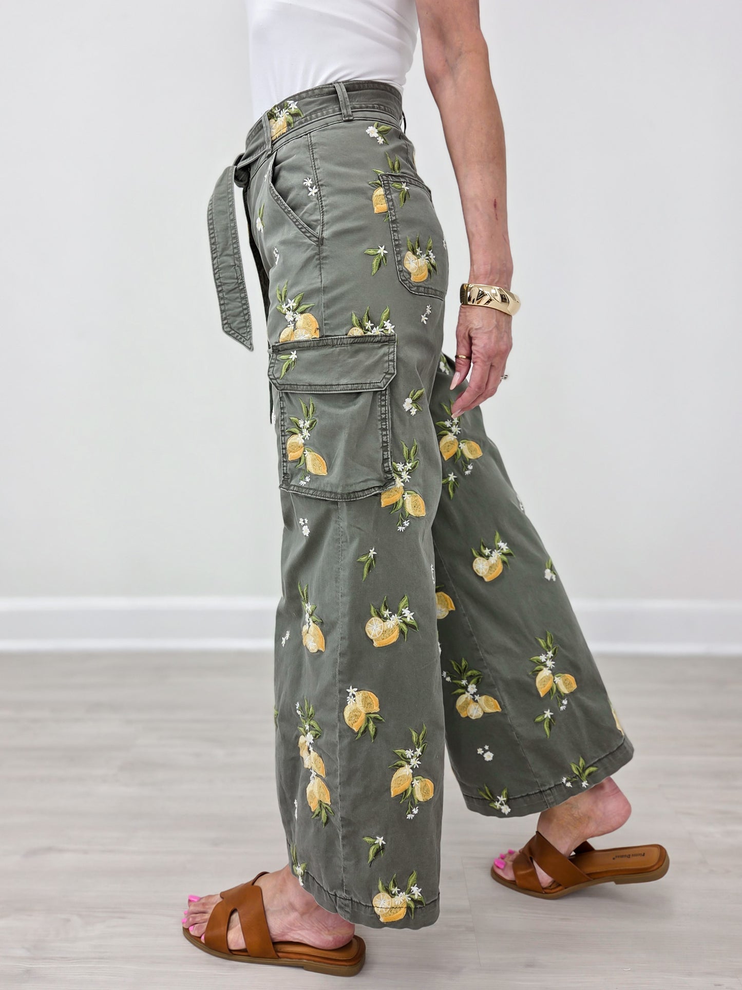 Driftwood Wide Leg Cargo Olivia Limoncello Pants