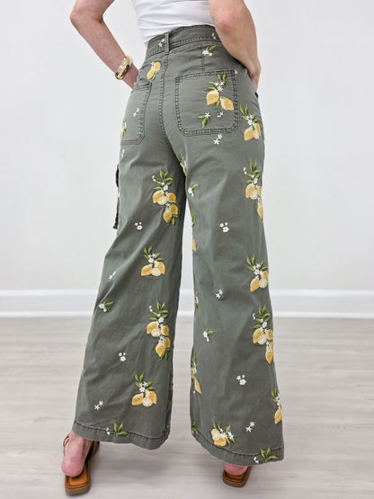 Driftwood Wide Leg Cargo Olivia Limoncello Pants