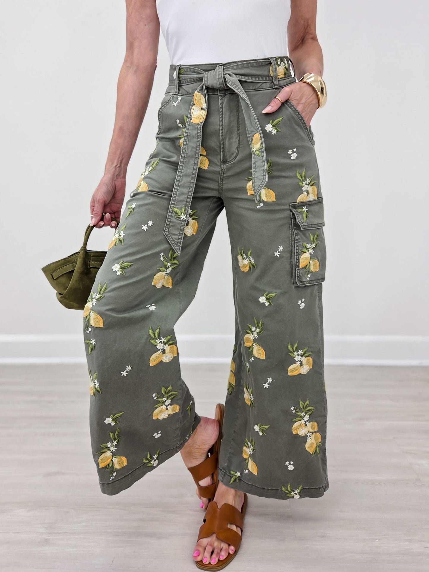 Driftwood Wide Leg Cargo Olivia Limoncello Pants