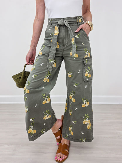 Driftwood Wide Leg Cargo Olivia Limoncello Pants