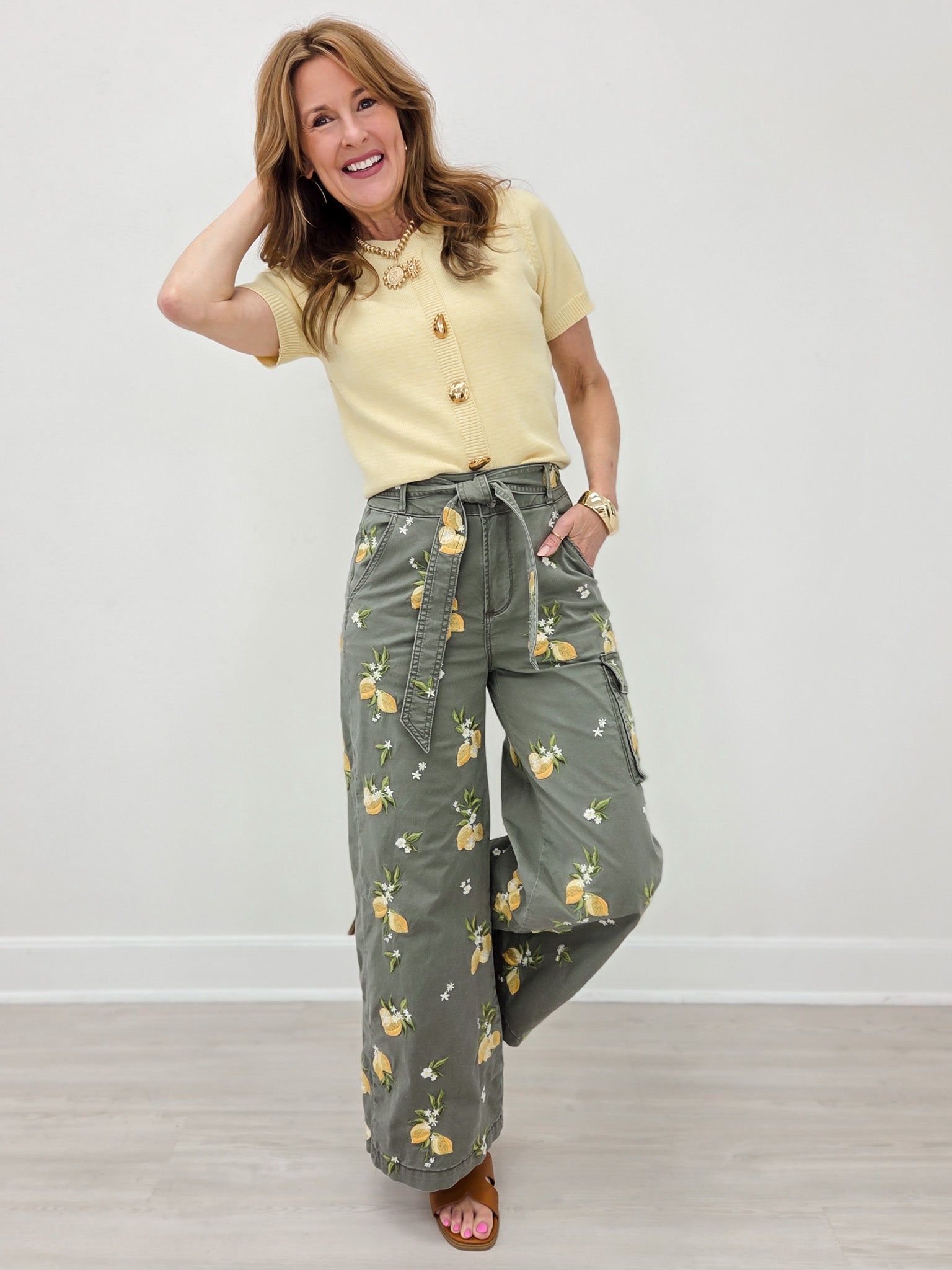 Driftwood Wide Leg Cargo Olivia Limoncello Pants