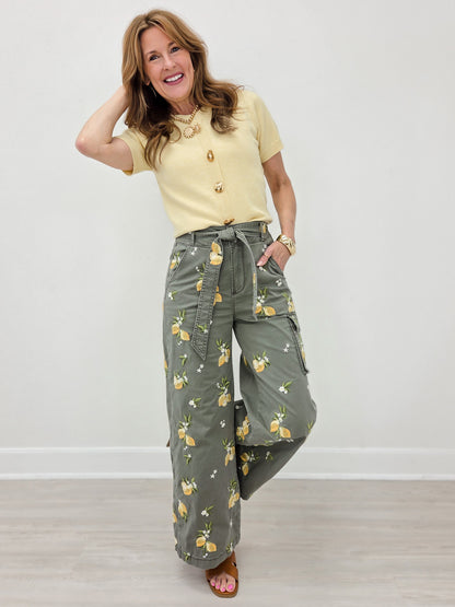 Driftwood Wide Leg Cargo Olivia Limoncello Pants