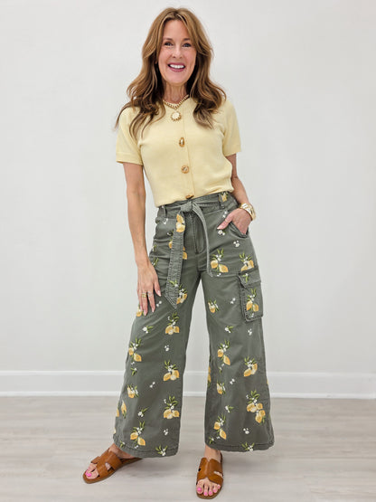 Driftwood Wide Leg Cargo Olivia Limoncello Pants