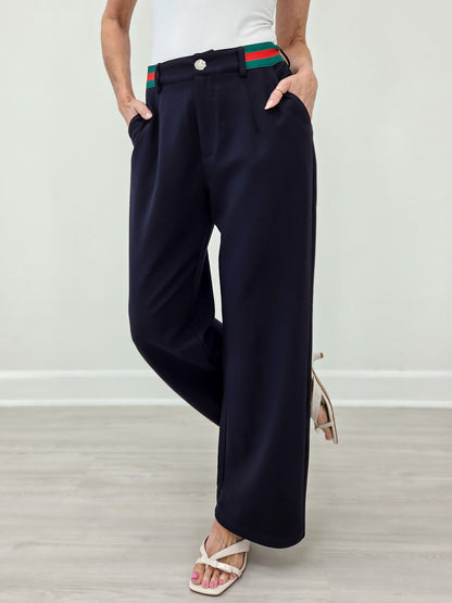 Color Rib Band Accent Dressy Slacks