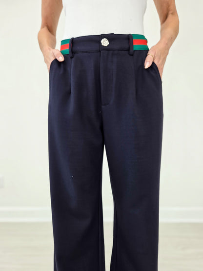 Color Rib Band Accent Dressy Slacks