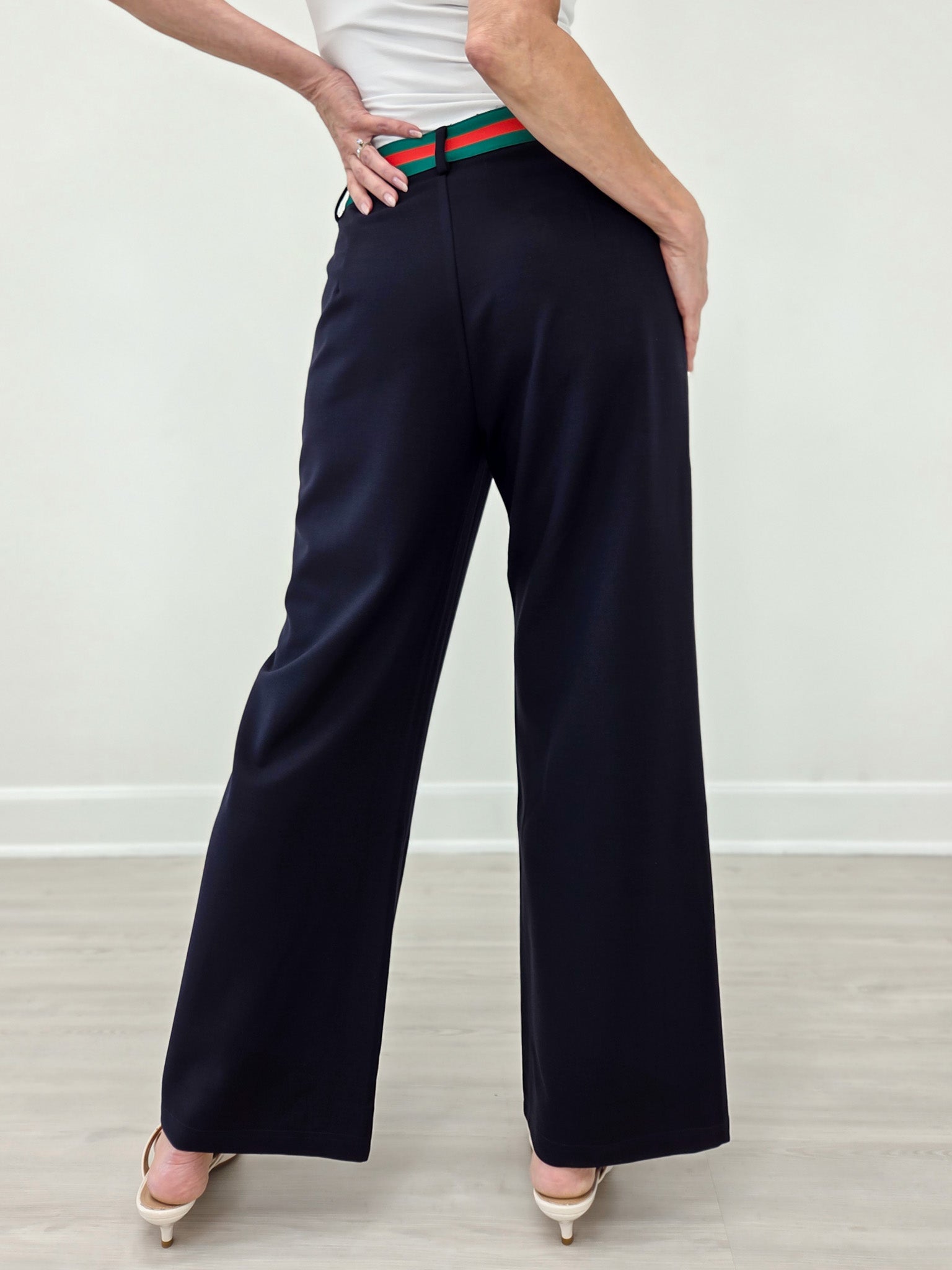 Color Rib Band Accent Dressy Slacks