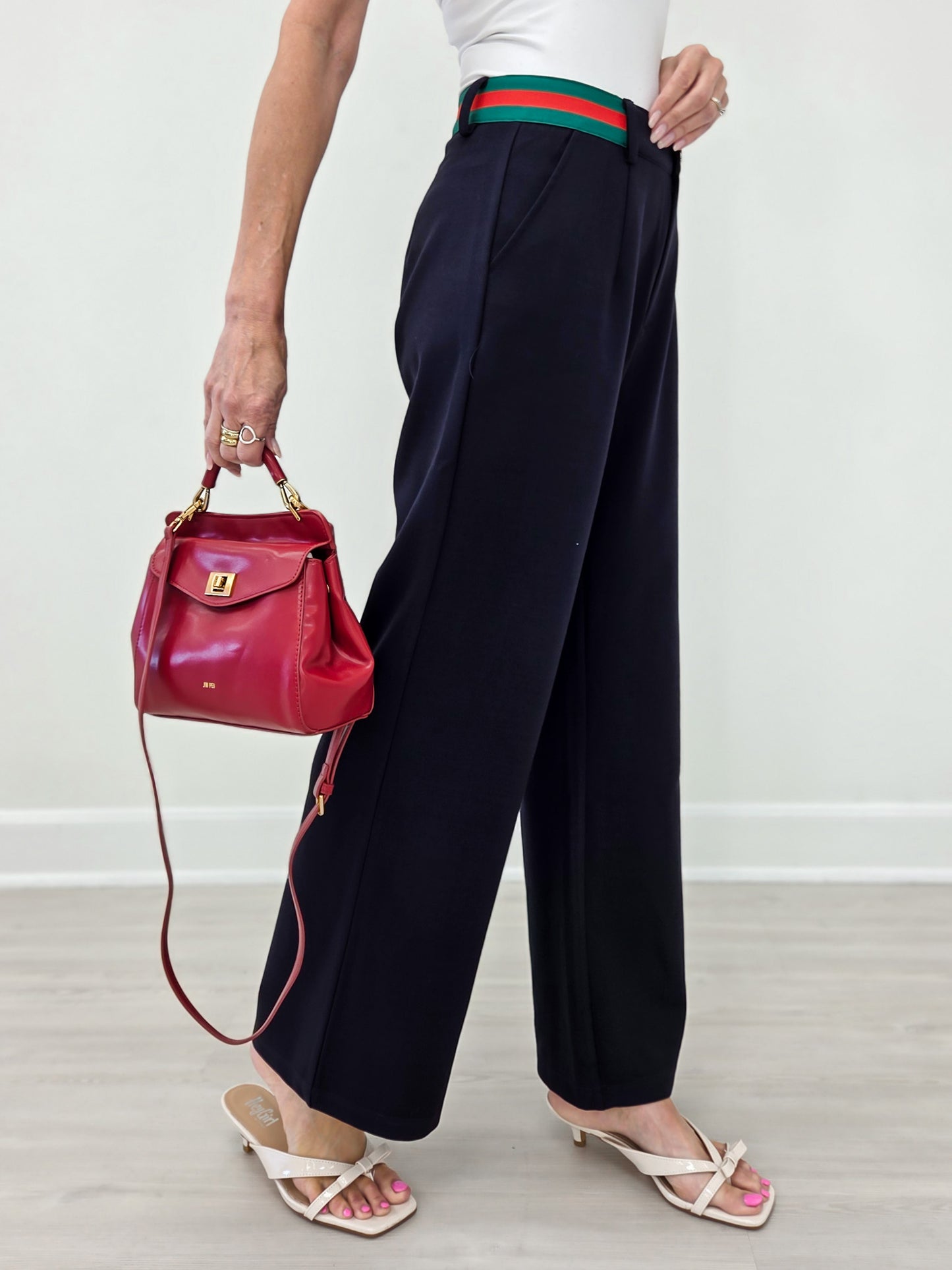 Color Rib Band Accent Dressy Slacks