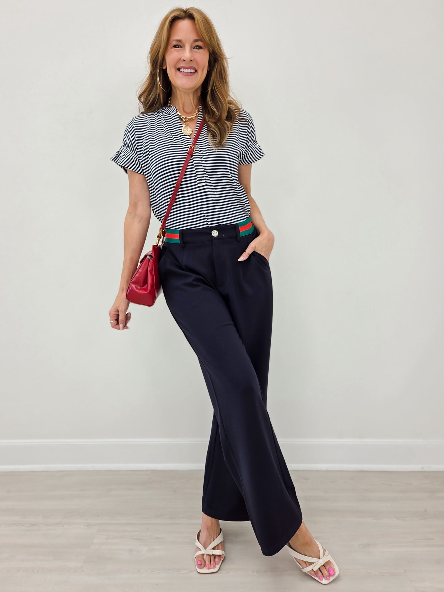 Color Rib Band Accent Dressy Slacks