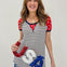 Short Sleeve Stripe And Star Top With Stitch Detail