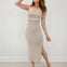 Strapless Striped Bodycon Midi Dress