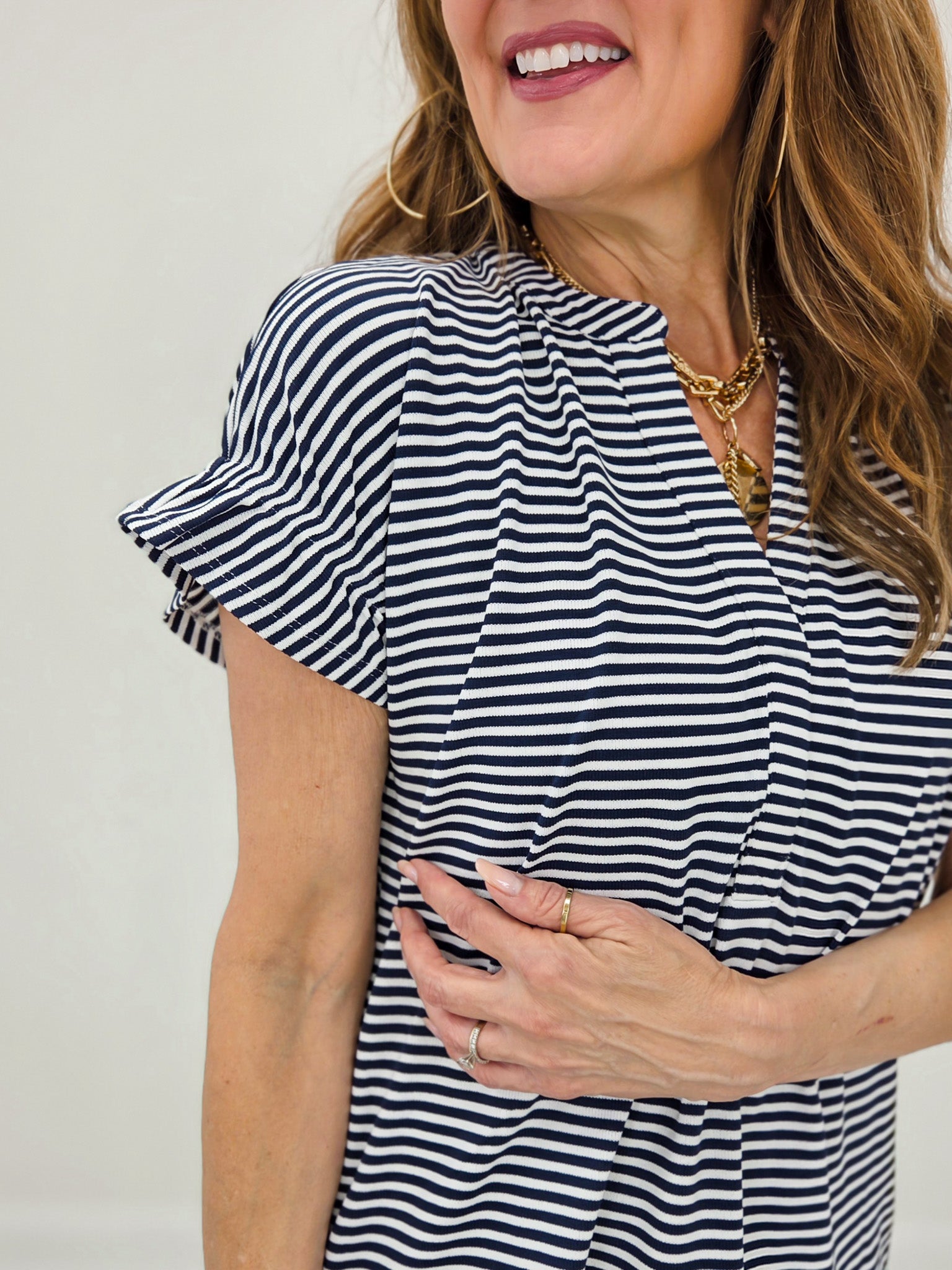Short Sleeve Drop Shoulder Smocked Back Top