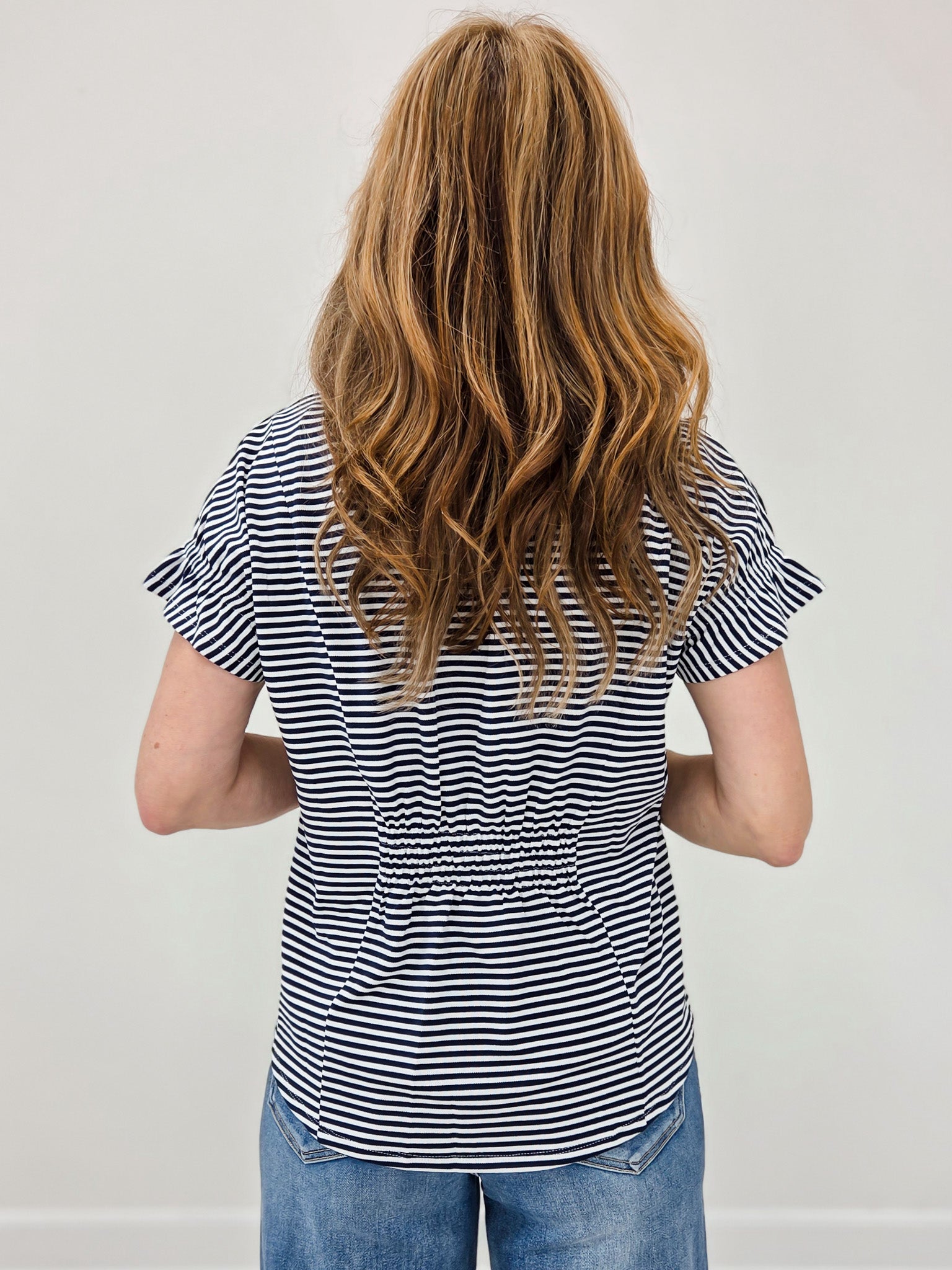 Short Sleeve Drop Shoulder Smocked Back Top
