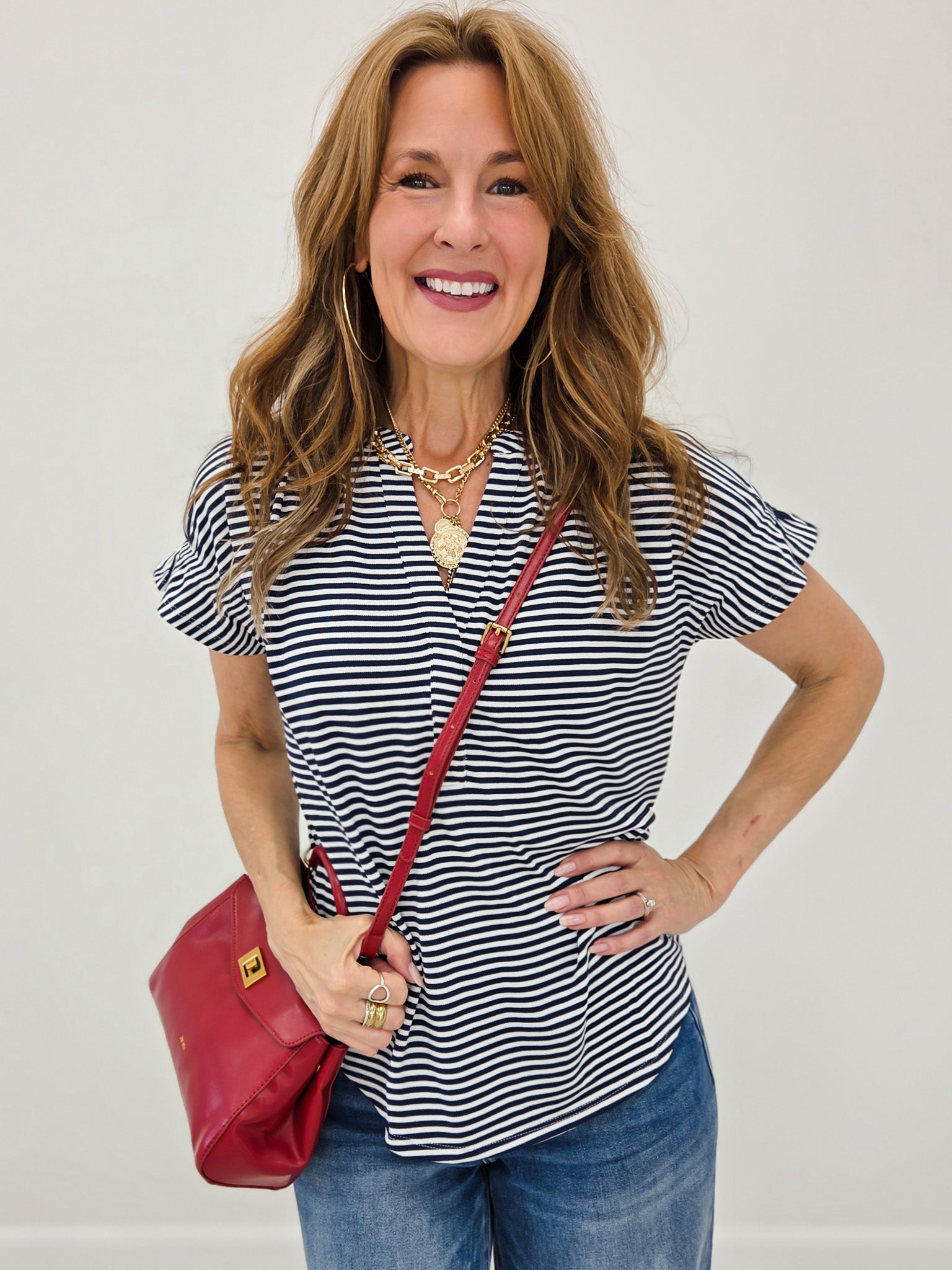 Short Sleeve Drop Shoulder Smocked Back Top