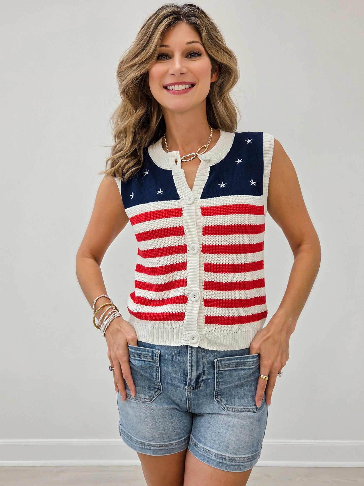 American Flag Inspired Sweater Vest