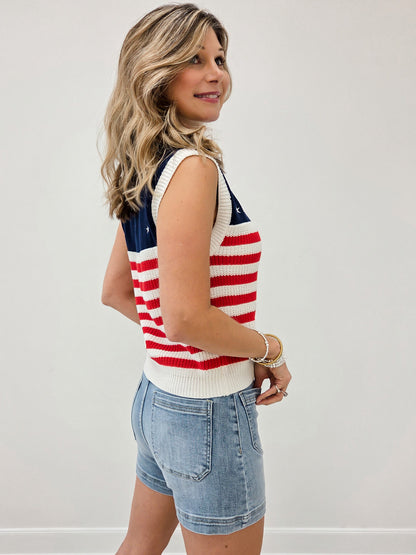 American Flag Inspired Sweater Vest