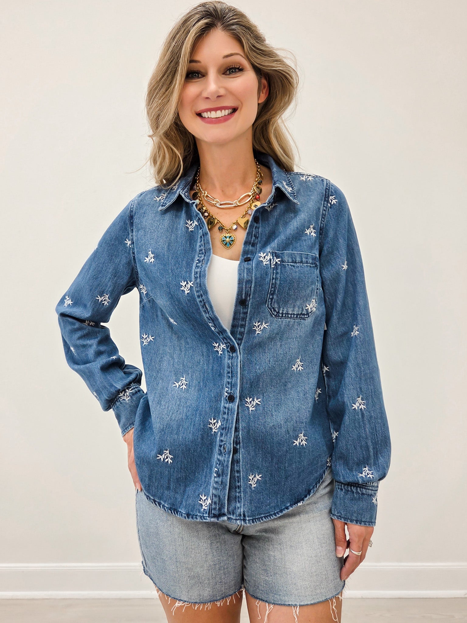 Leaf Embo Relaxed Fit Shirt