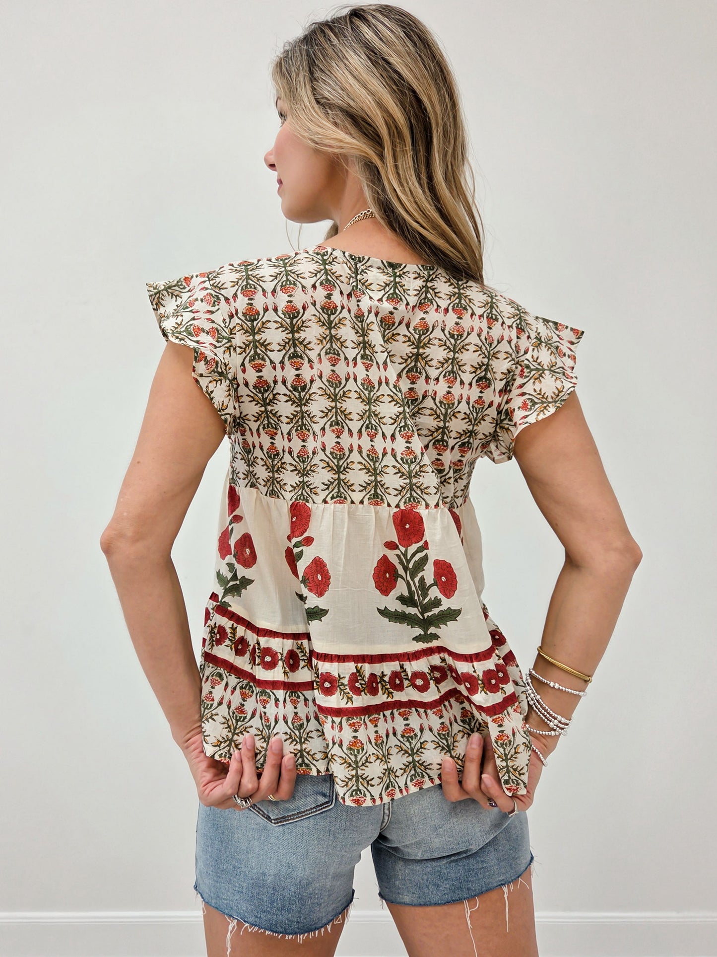 Short Sleeve Boho V-Neck Top