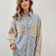 Twill Fabric Button Down Closure Blue Stripe Jacket