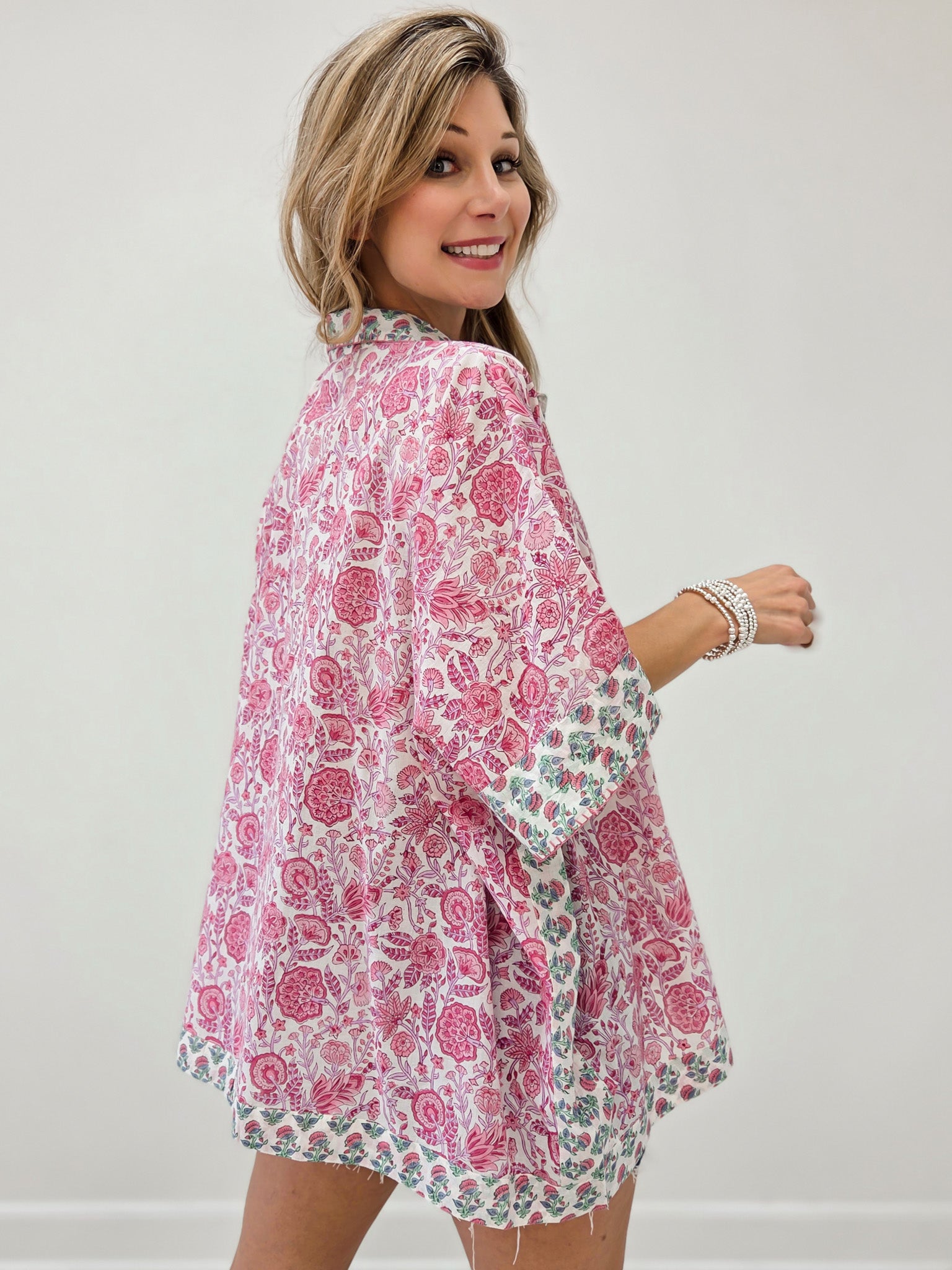Vintage Inspired Floral Button Down Top