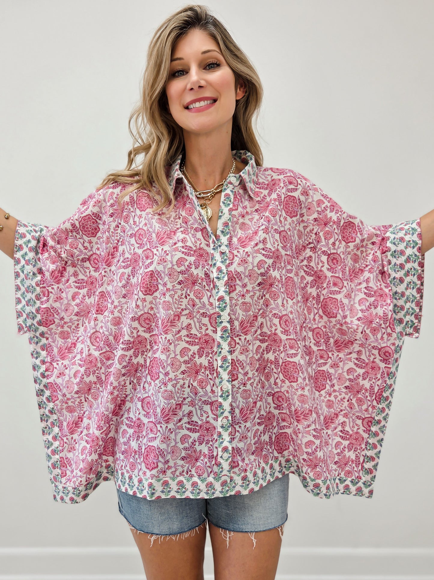 Vintage Inspired Floral Button Down Top