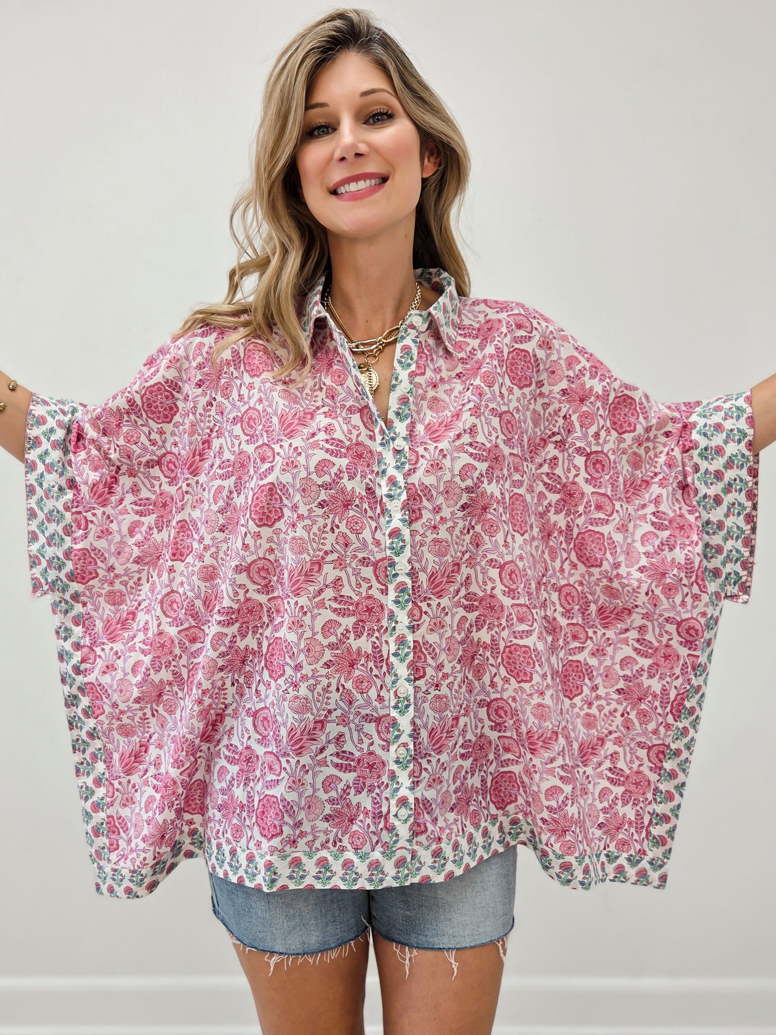 Vintage Inspired Floral Button Down Top