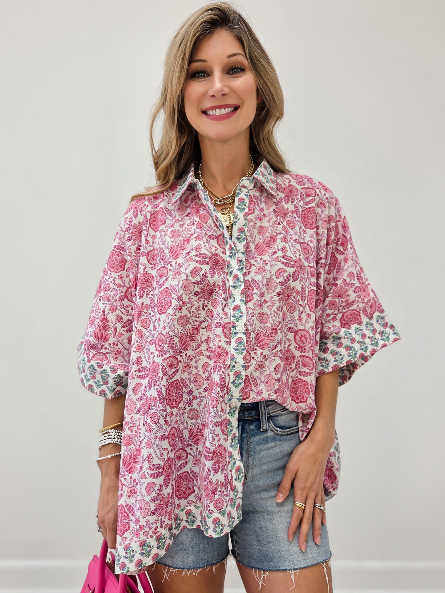 Vintage Inspired Floral Button Down Top