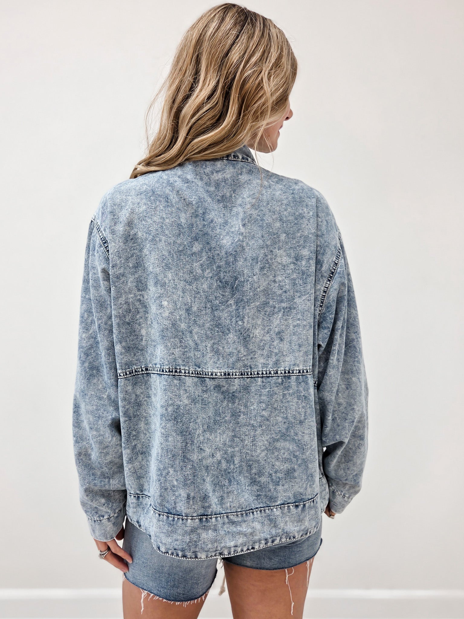 Lightweight Denim Front Button Closure Jacket