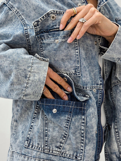 Lightweight Denim Front Button Closure Jacket