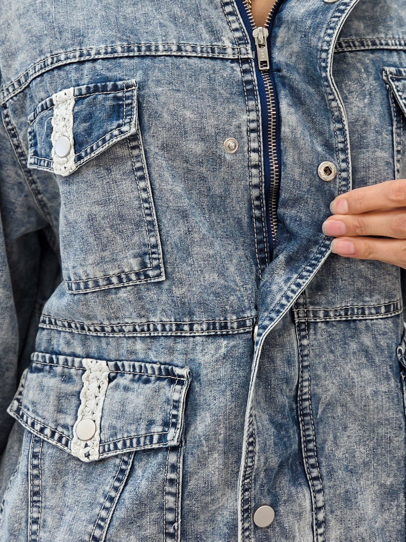 Lightweight Denim Front Button Closure Jacket