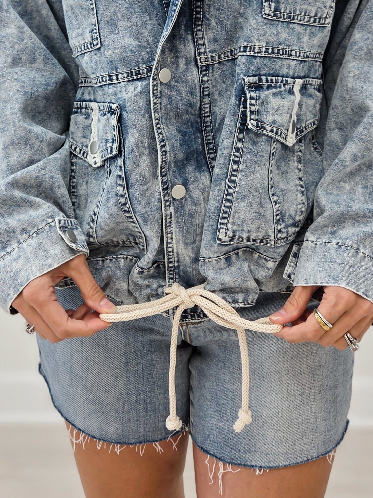 Lightweight Denim Front Button Closure Jacket