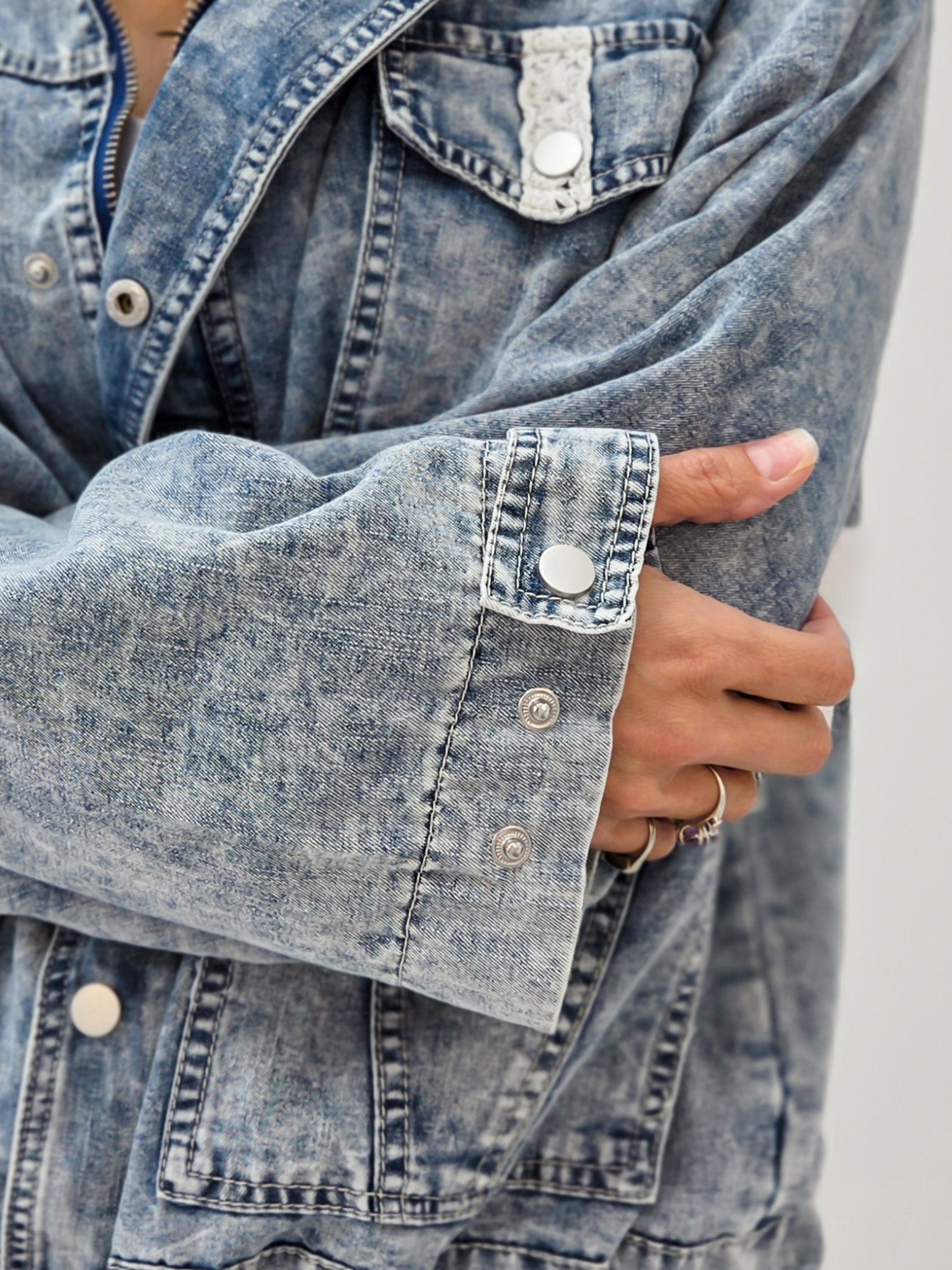 Lightweight Denim Front Button Closure Jacket