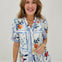 Ruffled Neckline Button Down Floral Top