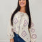 Long Sleeve Embroidered Cotton Linen Top
