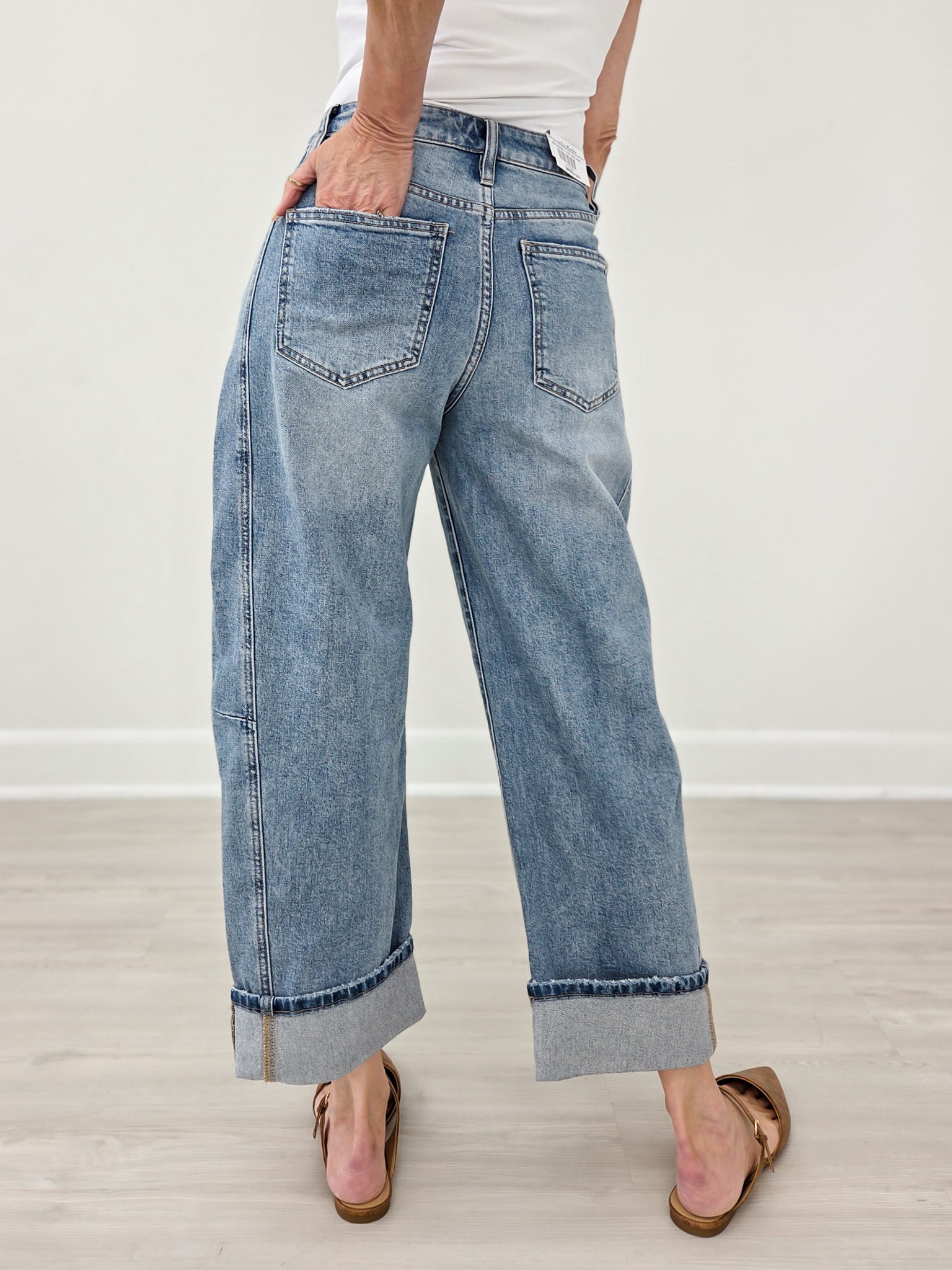 MICA Denim High Rise Barrel-leg Detailing Cuffed Hem
