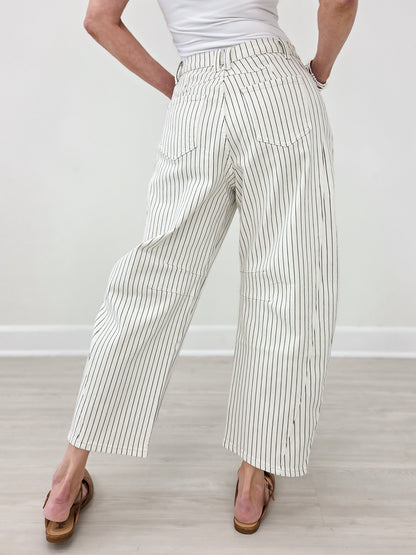 Pinstriped Pattern Barrel Pants