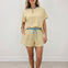 Loose Fit Striped Knit Top & Mini Shorts Set