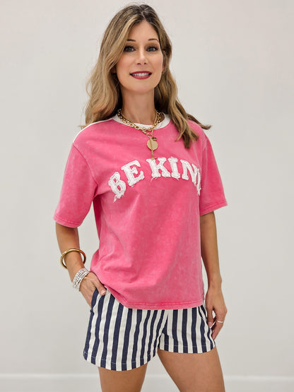 Be Kind Oversized Mineral Washed Short Sleeve Top