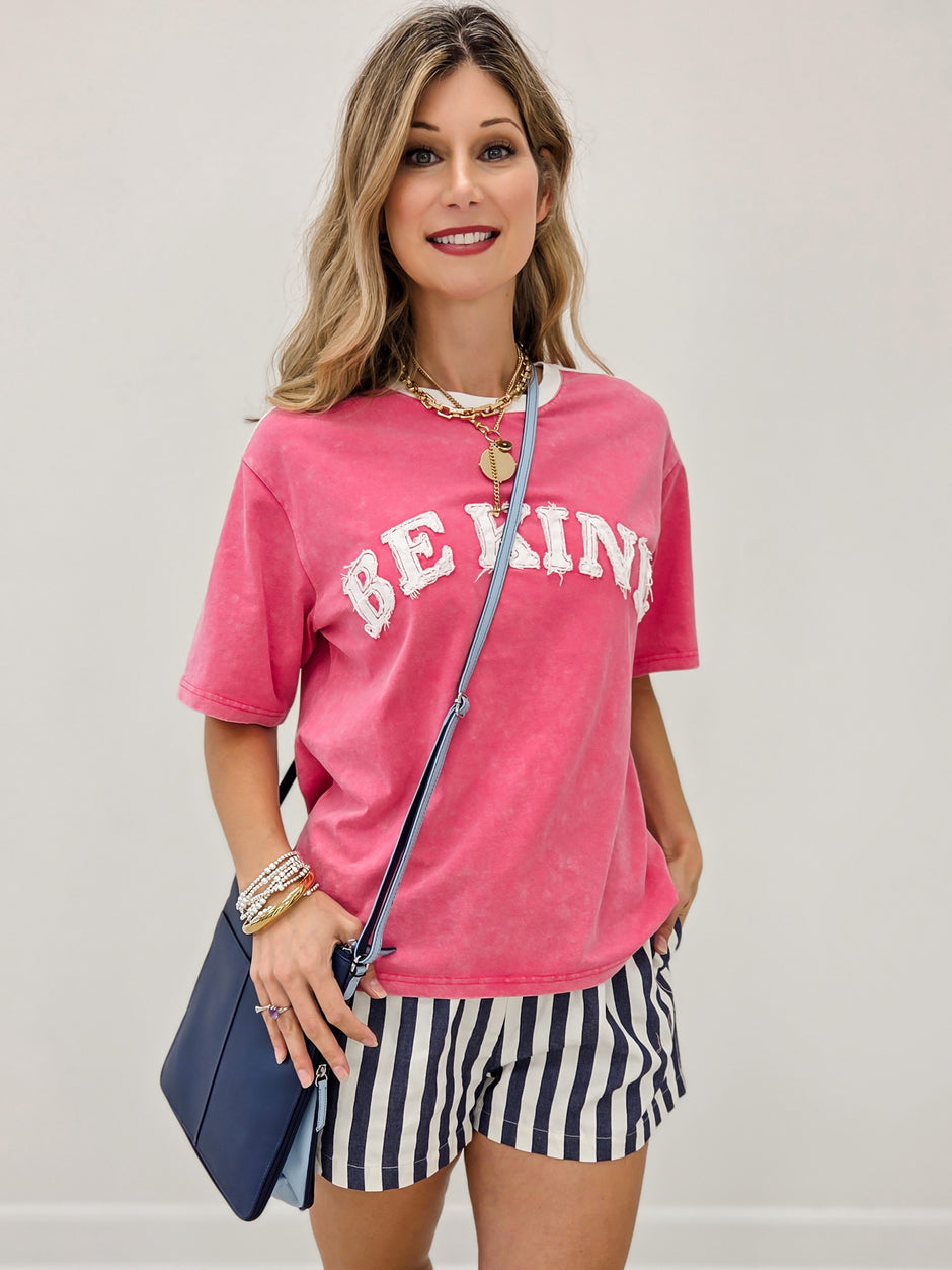 Be Kind Oversized Mineral Washed Short Sleeve Top