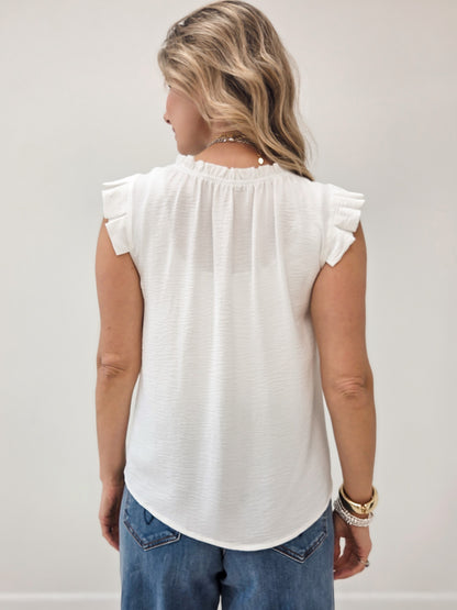 LIVE BOX FRILLED ELASTIC NECK FOLD PLEATED SLEEVE SOLID CRINKLED TOP