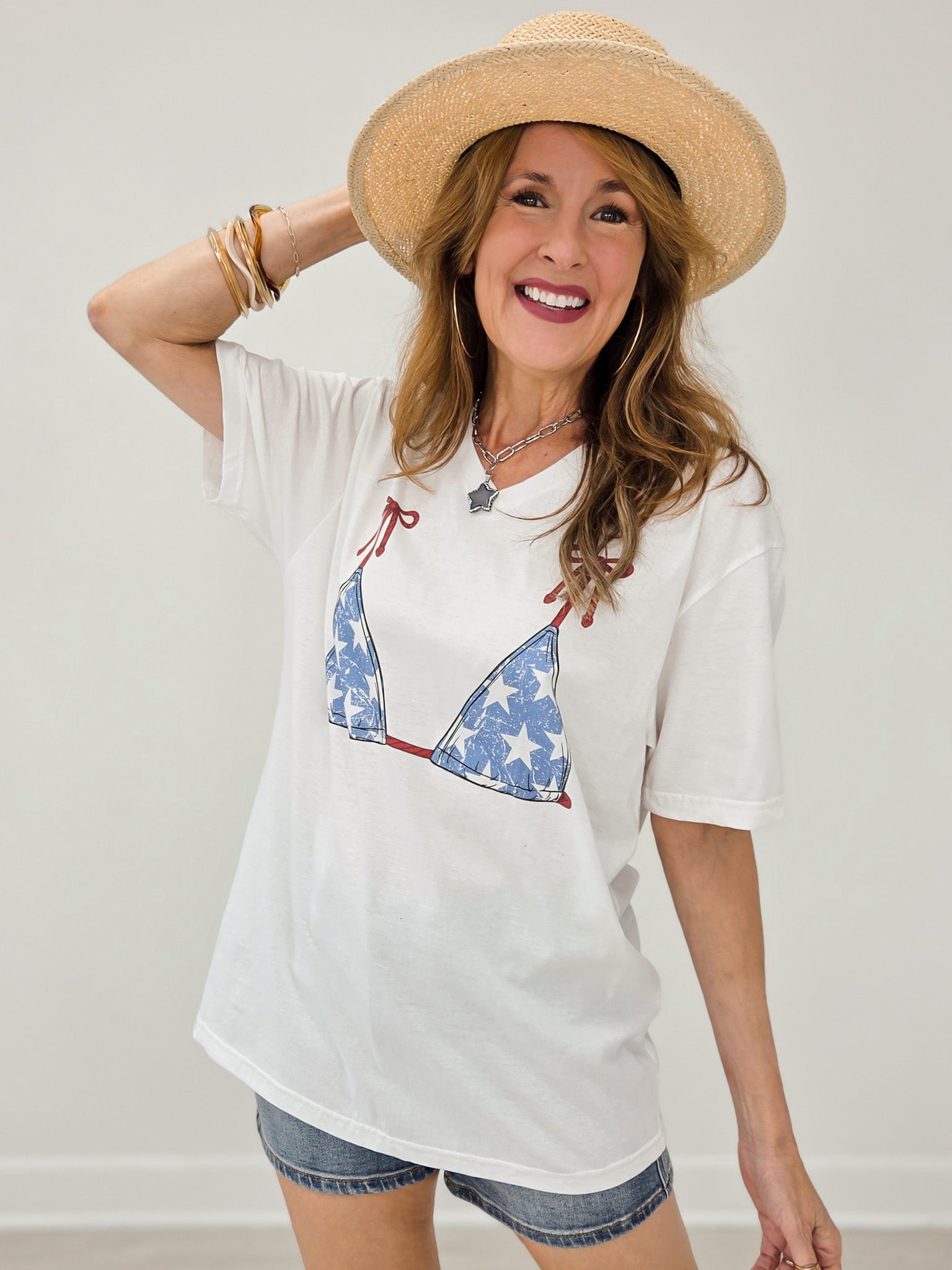 Stars and Stripe Bikini Top Graphic Tee