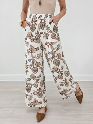 Floral Print Wide Leg Pants