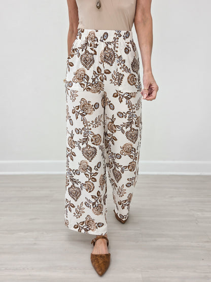 Floral Print Wide Leg Pants