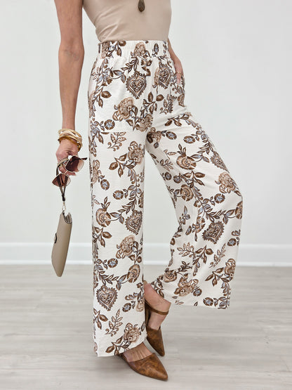 Floral Print Wide Leg Pants