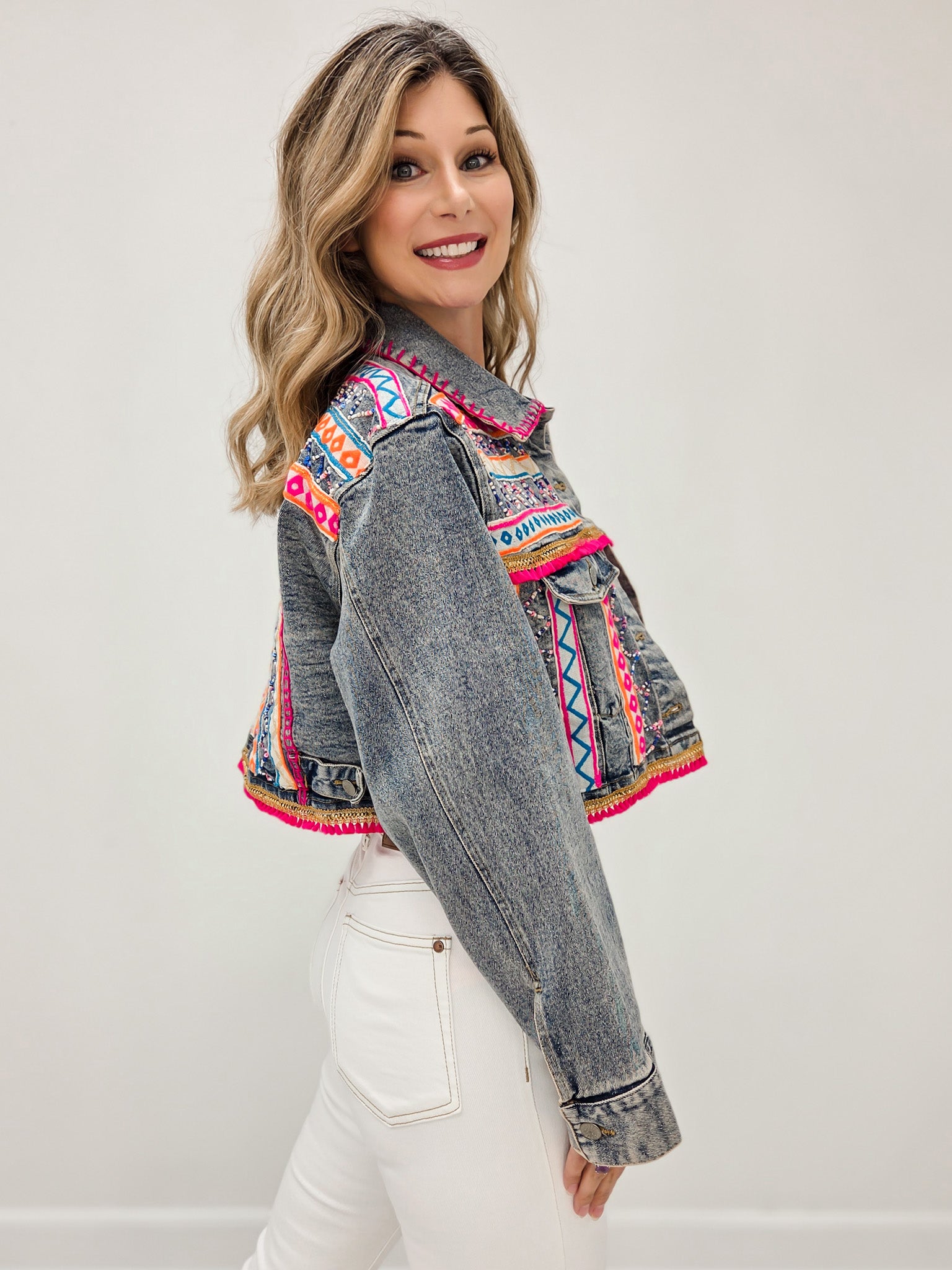 Aztec-Inspired Denim Jacket