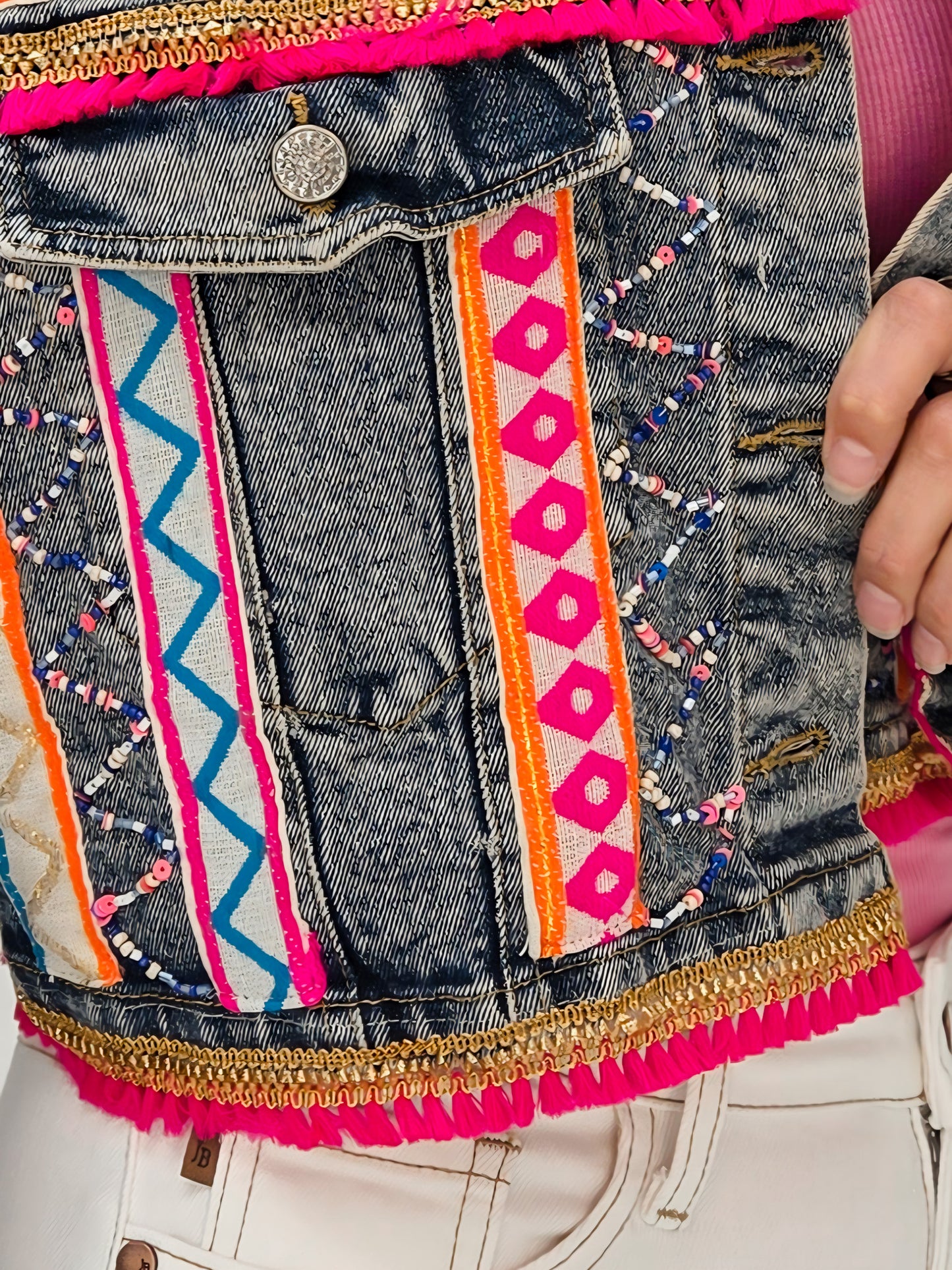 Aztec-Inspired Denim Jacket