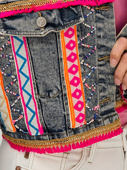 Aztec-Inspired Denim Jacket