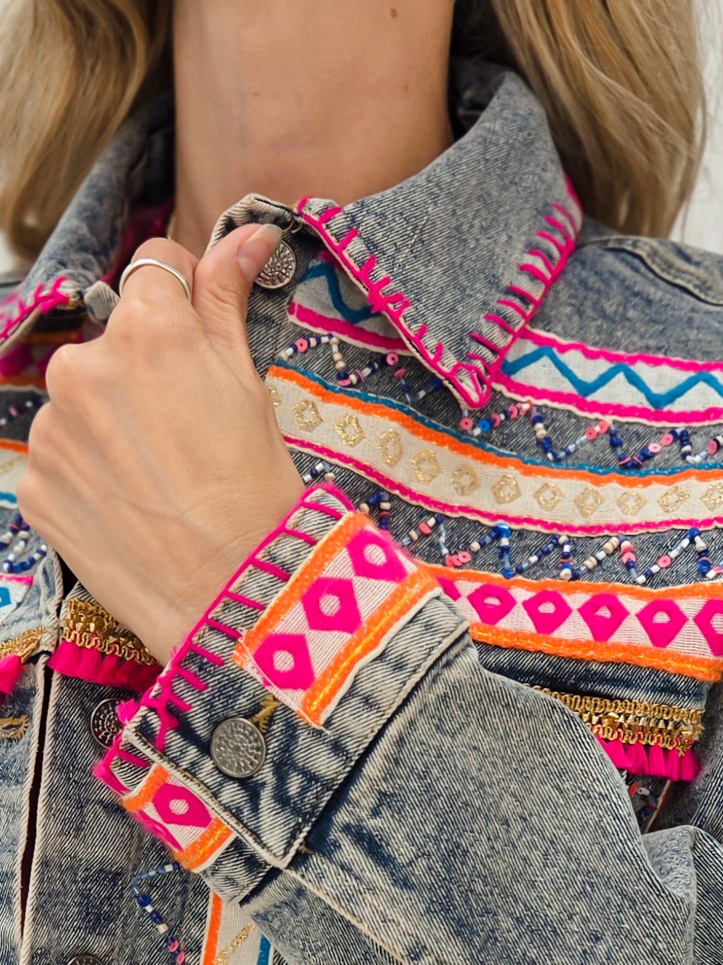 Aztec-Inspired Denim Jacket