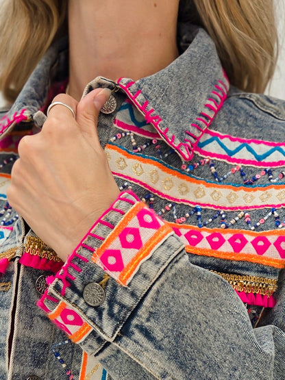 Aztec-Inspired Denim Jacket